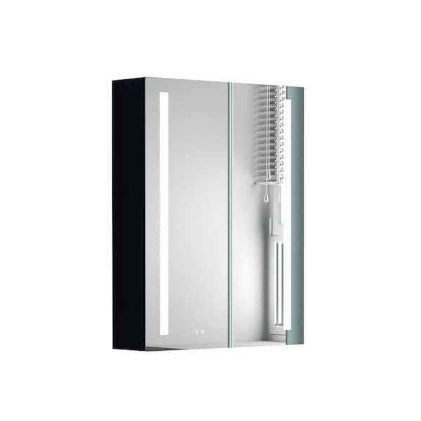 Unbranded 20 in. W x 25.6 in. H Rectangular Glass Medicine Cabinet with Mirror, LED Temperature Adjustable Memory Touch Switch