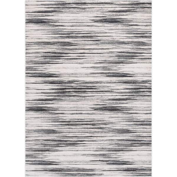 Well Woven Baldwin Sebastian Modern Striation Abstract Grey 4 ft. x 6 ft. Area Rug