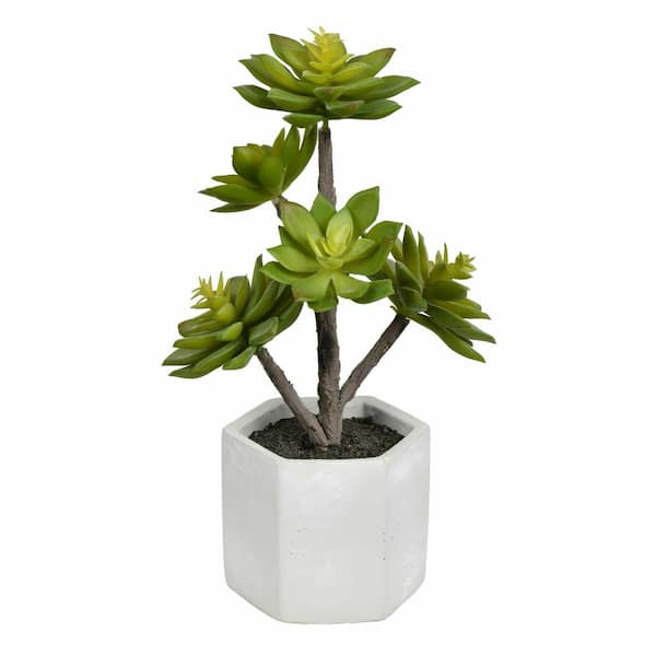 Artificial 13 inSucculent, Cement Pot