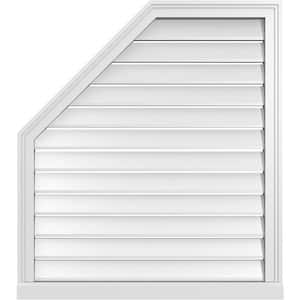 32 in. x 36 in. Octagonal Surface Mount PVC Gable Vent: Functional with Brickmould Sill Frame