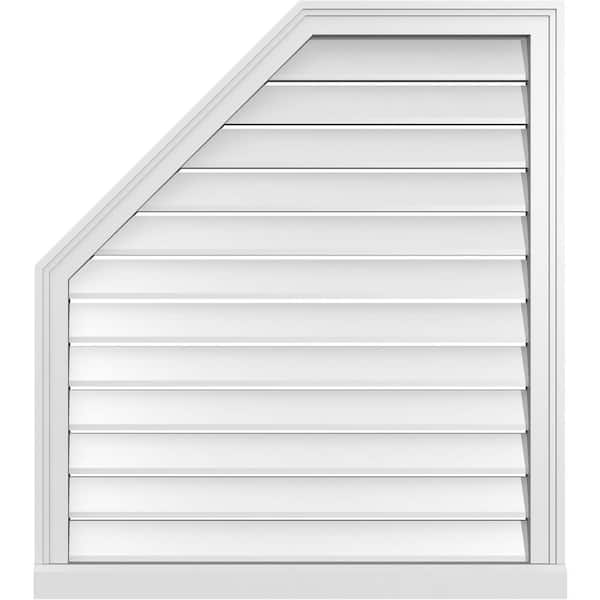 Ekena Millwork 32 in. x 36 in. Octagonal Surface Mount PVC Gable Vent: Functional with Brickmould Sill Frame