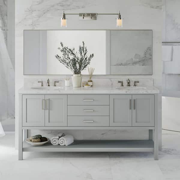 ARIEL Magnolia 72 in. W x 21.5 in. D x 34.5 in. H Bath Vanity Cabinet without Top in Grey