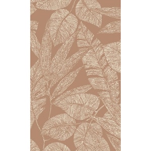 Red Digital Leaf Outline Botanical Printed Non-Woven Non-Pasted Textured Wallpaper 57 sq. ft.