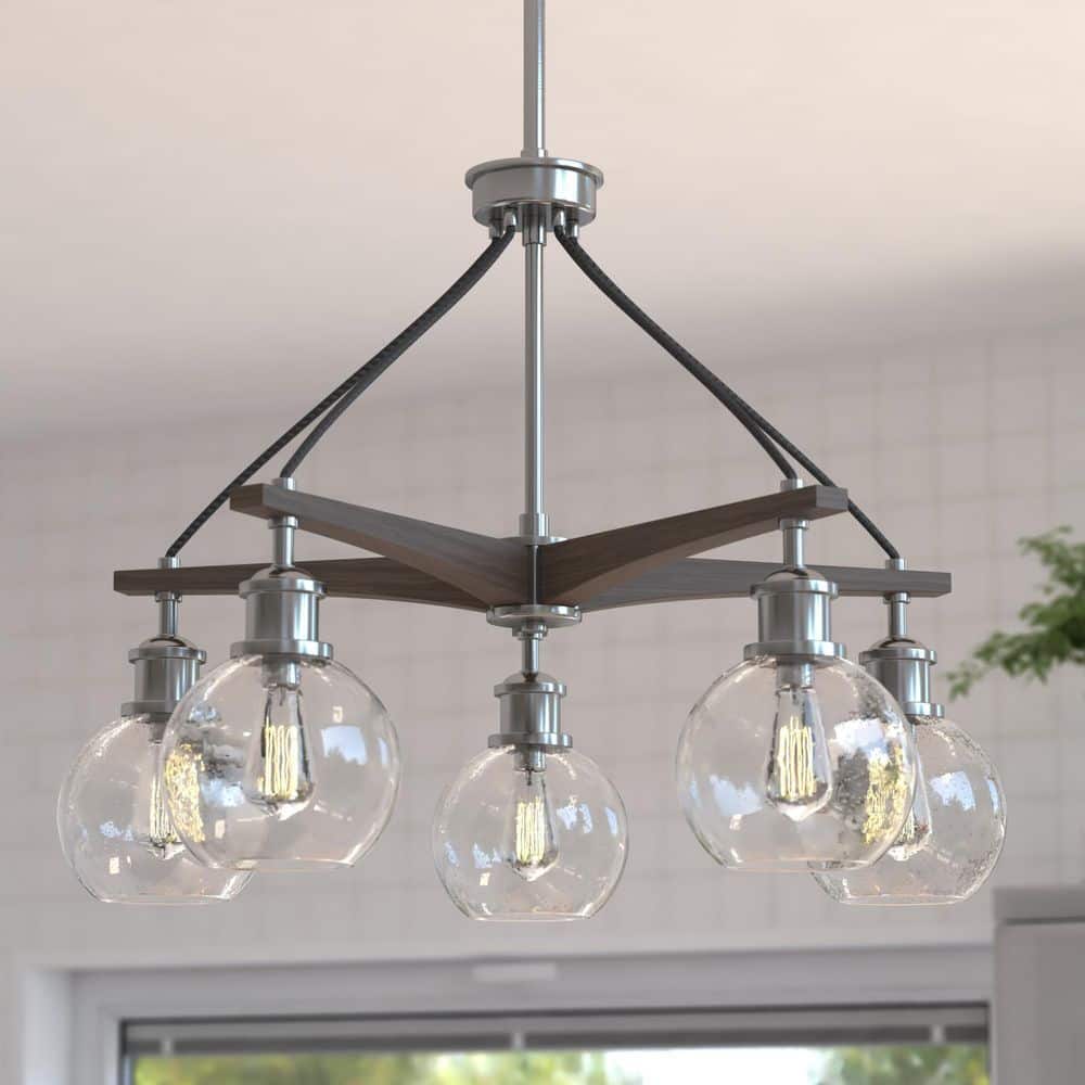 Satin Nickel 25'' Globe Chandelier with Dark Accents