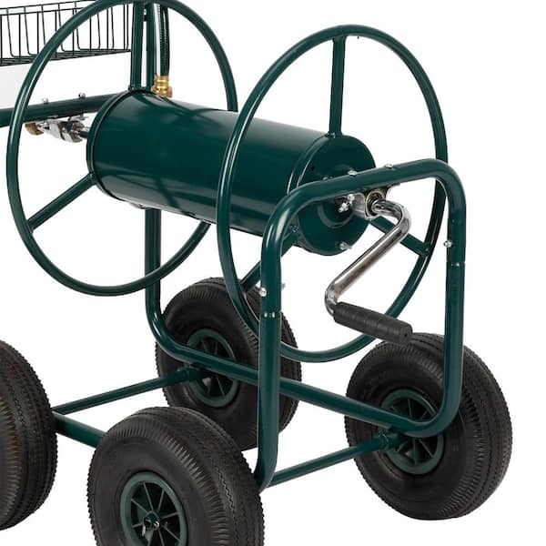 Heavy Duty Garden Hose Reel Cart Water Basket Stainless Steel Outdoor  Silver