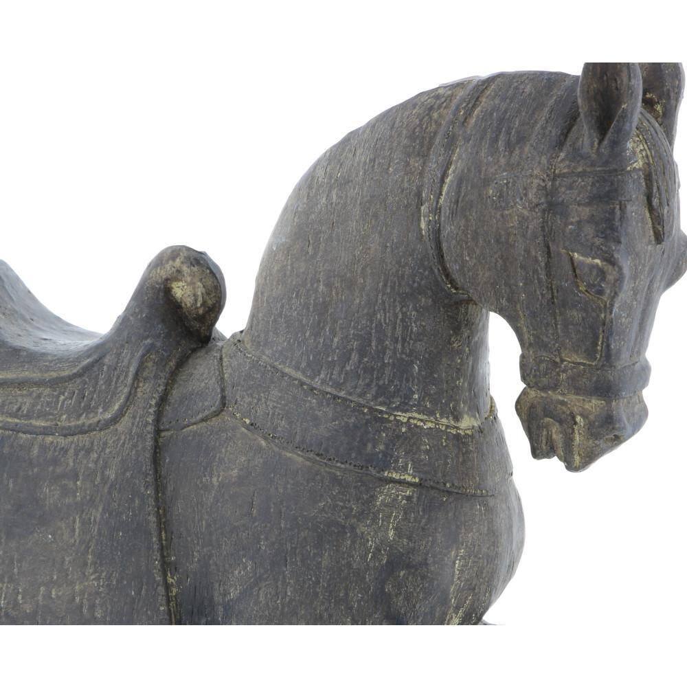 15" Brown Matte Wood Prancing Horse Statue