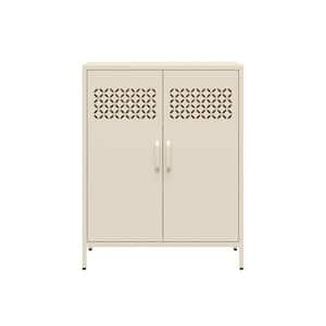 Annie, Parchment, 40 in. Metal 2-Door Cabinet with 2-Adjustable Shelves