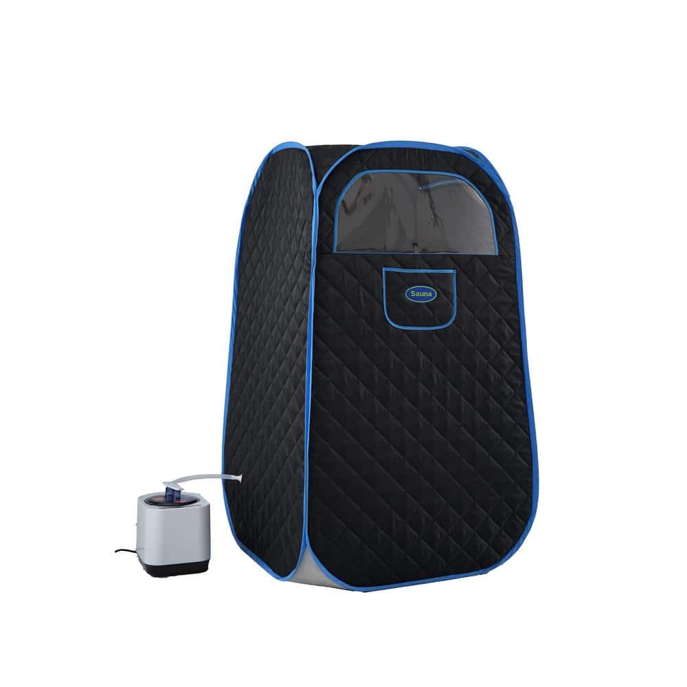 1-Person Folding Black Steam Sauna with 1000-Watt and 2.2L Steam Generator 
