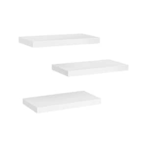 6.7 in. x 15 in. x 1.4 in. White Wood Decorative Wall Shelves with Brackets
