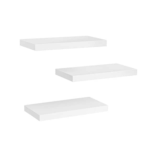 Cubilan 6.7 in. x 15 in. x 1.4 in. White Wood Decorative Wall Shelves with Brackets