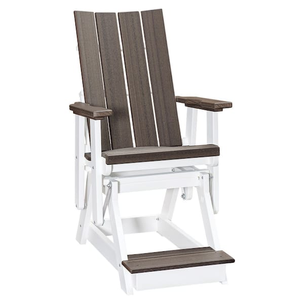 Brandon Series White 27 in. 1 Person High Density Polyethylene Plastic Outdoor Balcony Height Glider