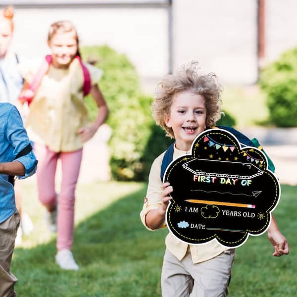 1-Pack 11.8 in. Double Sided First and Last Day of School Chalkboard for Kids Classroom Decor