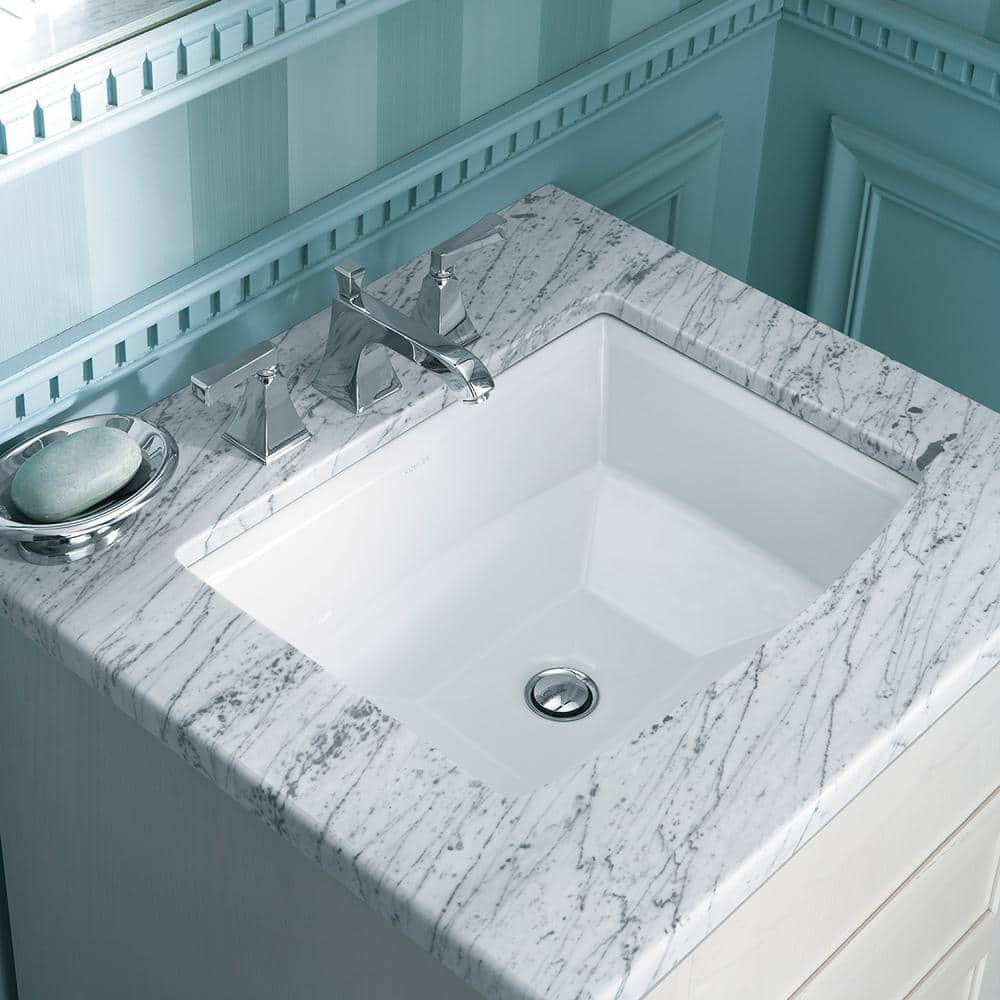 Kohler Archer 19-7/8 in. White Rectangle Undermount Bathroom Sink with Overflow Drain