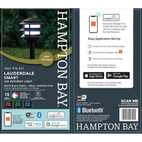 Hampton Bay Lauderdale Low Voltage Matte Black Color Changing LED