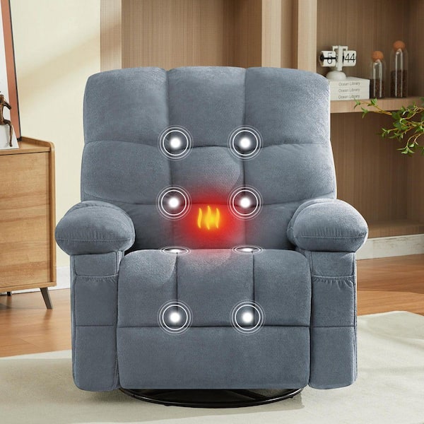 Z-joyee Blue Fabric Recliners Vibration Massage and Lumbar Heating