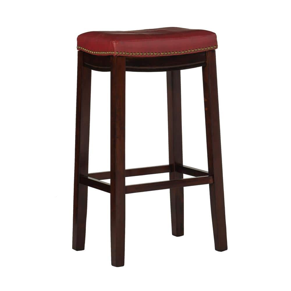 Linon Home Decor Claridge 32 In Red Cushioned Bar Stool 55816red01u The Home Depot