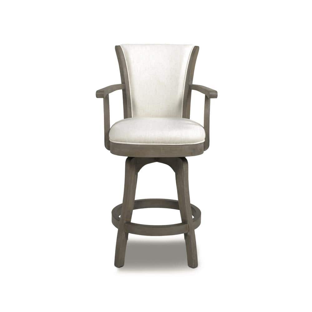 Williams Oak and Leather Swivel Bar Stool in Natural White