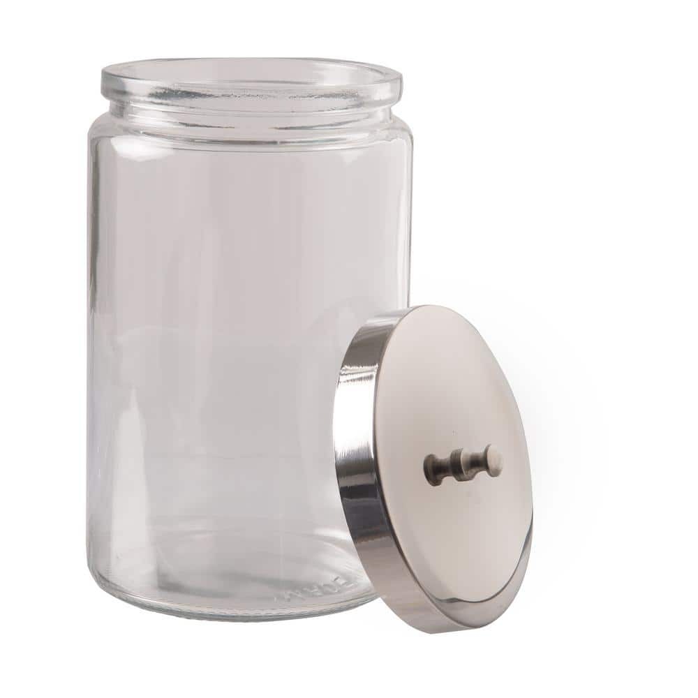 Clear Glass Apothecary Jar with Metal Lid, 6.4 oz