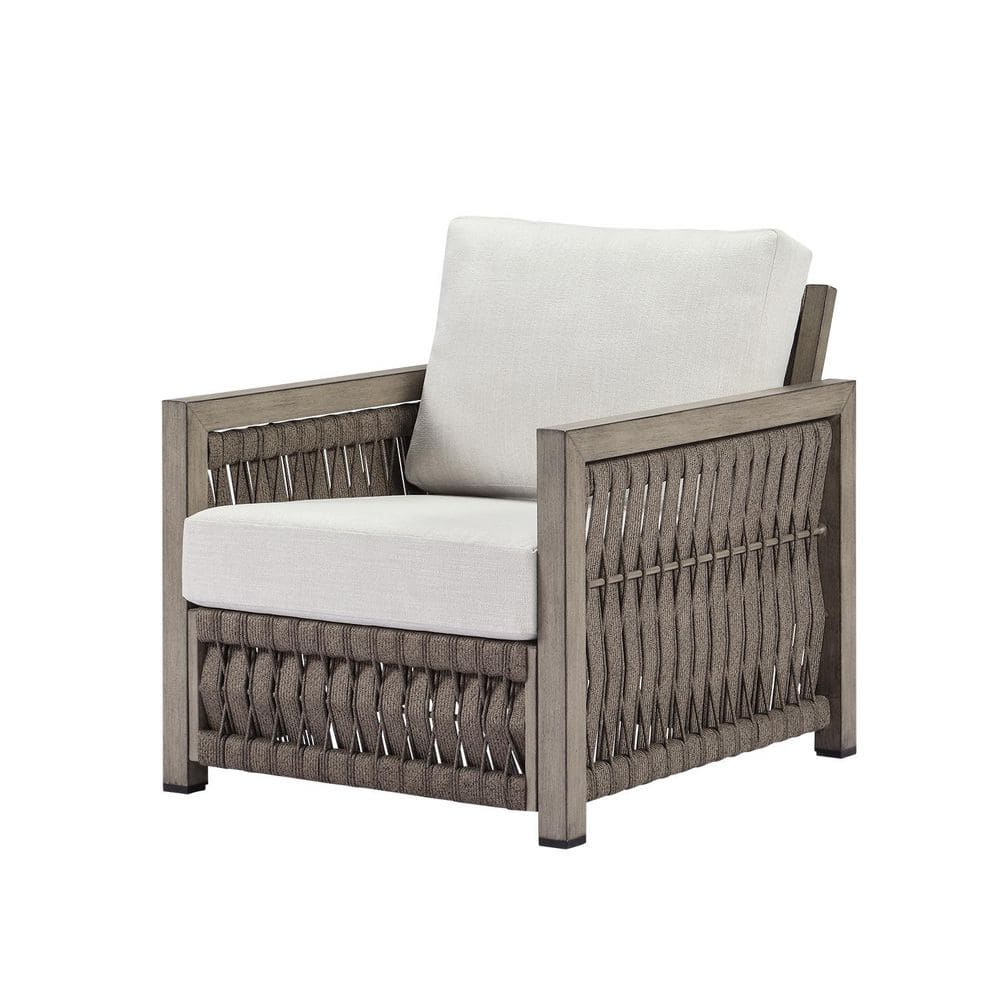 1-Piece Gray Oak Aluminum Outdoor Chaise Lounge with Off-White Cushions price history on PriceWatchPro