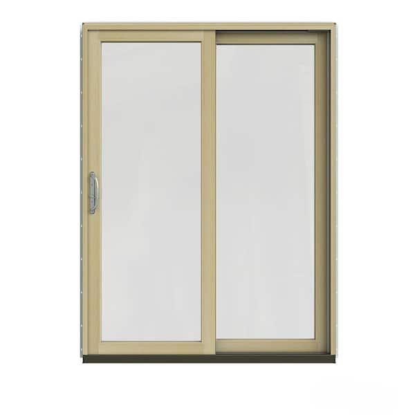 JELD-WEN 60 in. x 80 in. W-2500 Contemporary White Clad Wood Right-Hand Full Lite Sliding Patio Door w/Unfinished Interior