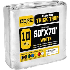 50 ft. x 70 ft. White 10 Mil Heavy Duty Polyethylene Tarp, Waterproof, UV Resistant, Rip and Tear Proof