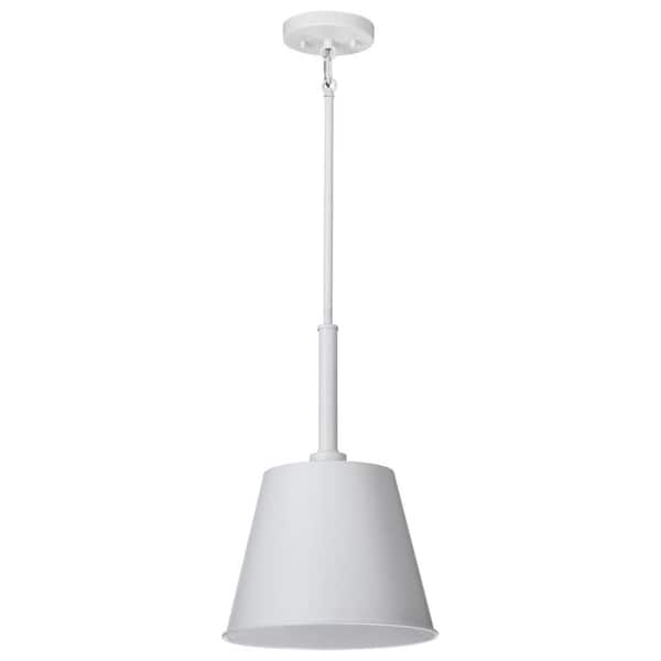 SATCO Alexis 100-Watt 1-Light Matte White Shaded Pendant Light with Matte White Metal Shade, No Bulbs Included