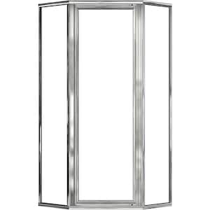Deluxe 25 in. x 68-5/8 in. Framed Neo-Angle Hinged Shower Door in Chrome