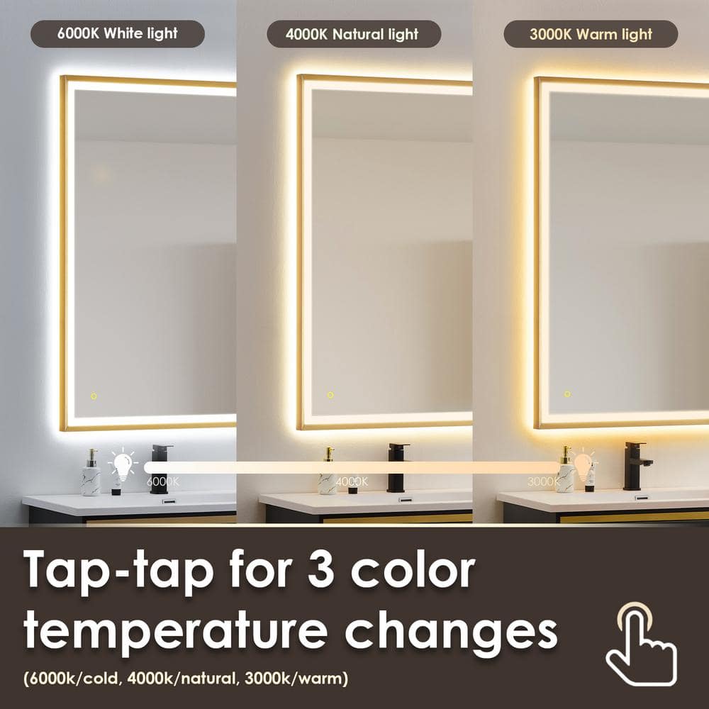 Apollo 36" Gold Rectangular LED Vanity Mirror