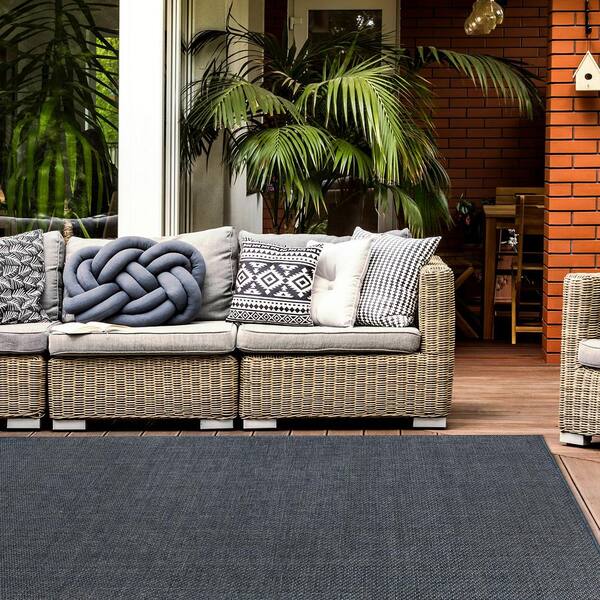 World Rug Gallery Contemporary Solid Indoor/Outdoor Area Rug Denim - 5' x 7