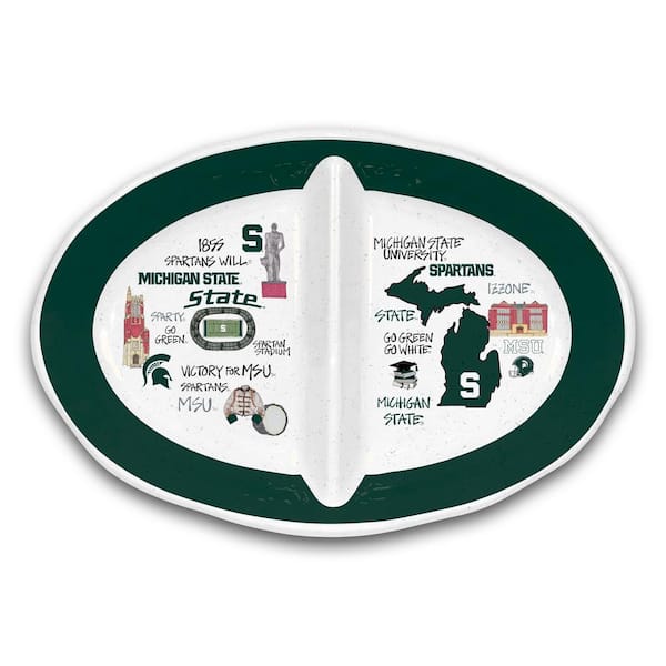 Michigan State 16.5 in. Assorted Colors 2 Section Melamine Serving Platter