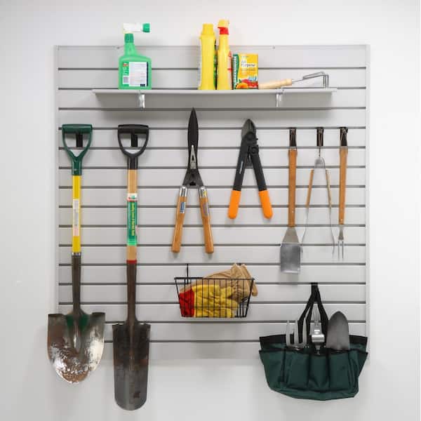 4 ft. x 4 ft. or 8 ft. x 2 ft. Light Gray Plastic Slat Wall Kit