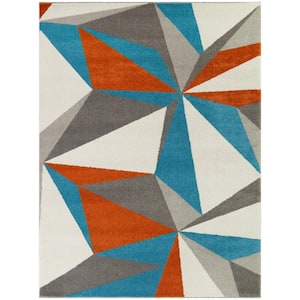 Jayce Geometric Blue 5 ft. 3 in. x 7 ft. Indoor Area Rug