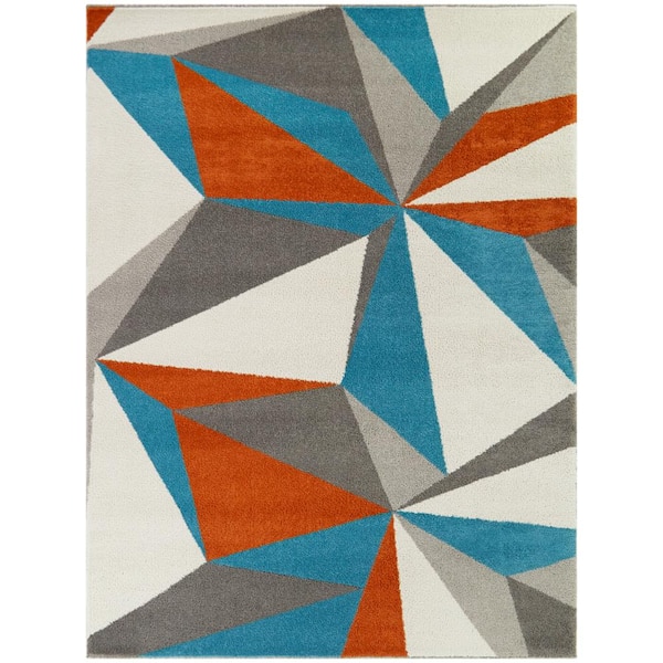 BALTA Jayce Geometric Blue 5 ft. 3 in. x 7 ft. Indoor Area Rug