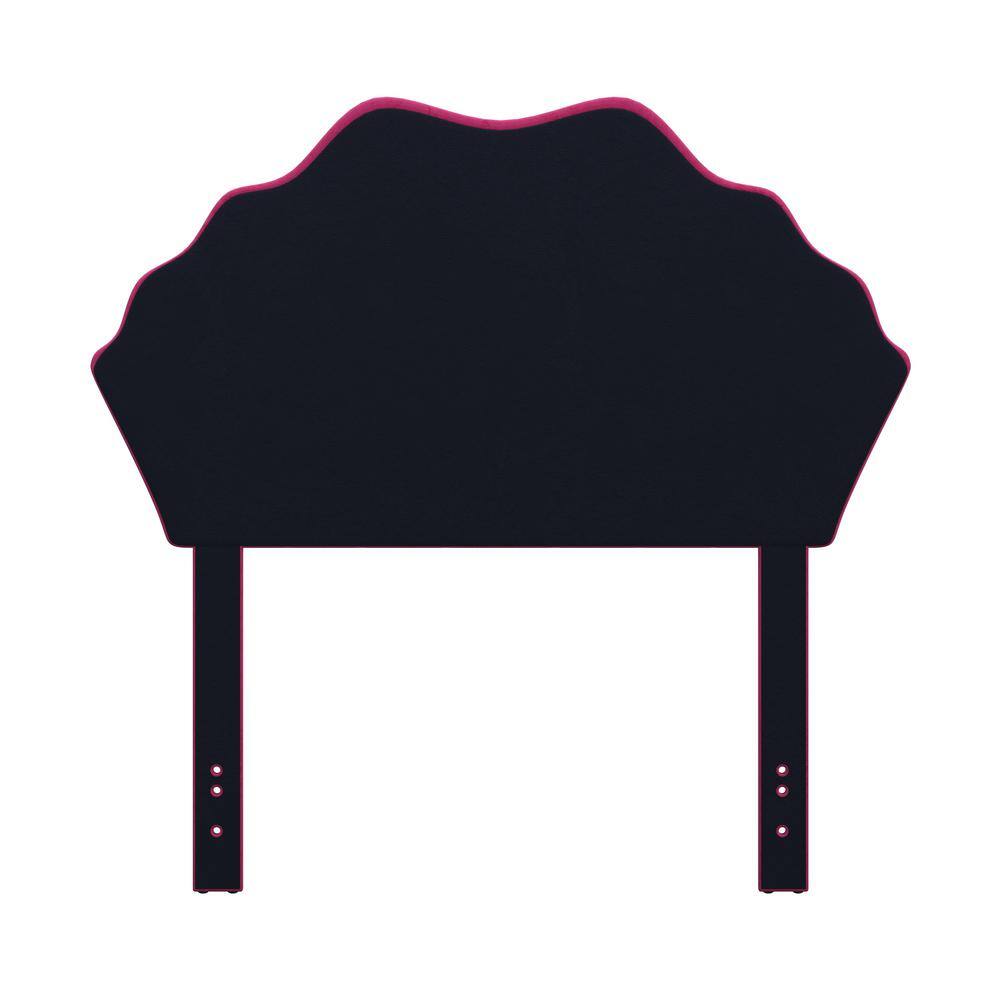 Pink Faux Velvet Tufted Twin Headboard with Seashell Design
