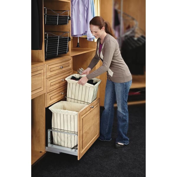 Rev-A-Shelf Chrome Metal Pullout Wire Clothes Hamper Basket with Liner and  Mounting Hardware HRV-1520 S CR - The Home Depot