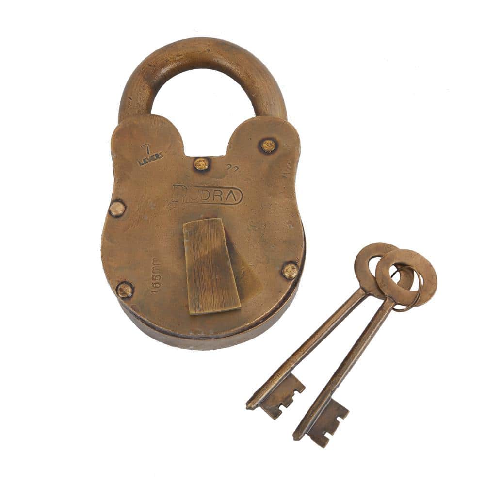 Brass Door Padlock Fully Functional Handmade Antique Design with Keys  Unique Collectible Locks Combination of Style & Security (6-Key-Brass) 