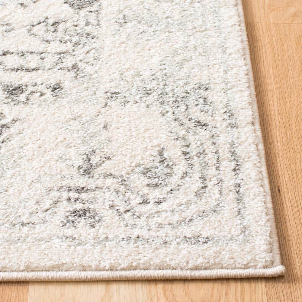 Modern Boho-Chic Ivory and Grey Hand-Knotted Area Rug