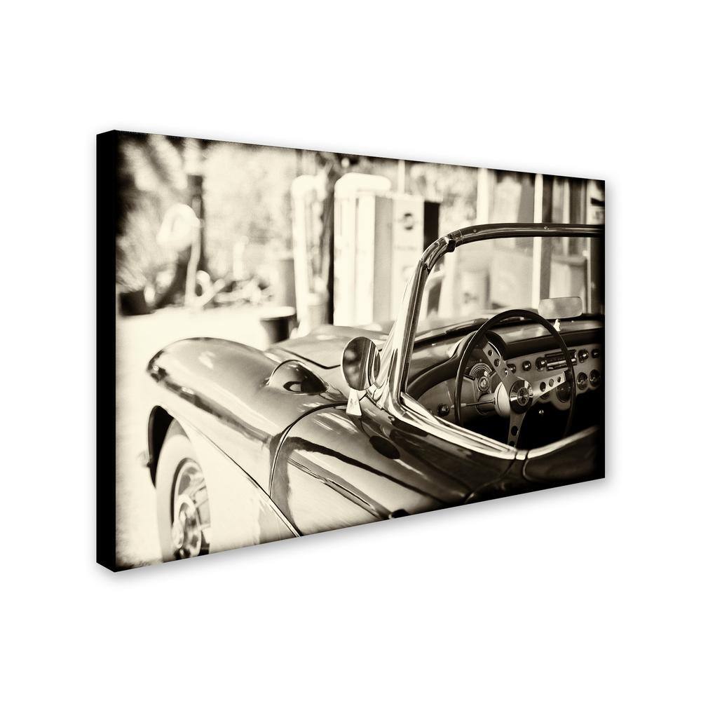 Classic Car Black and White Canvas Art with Floater Frame