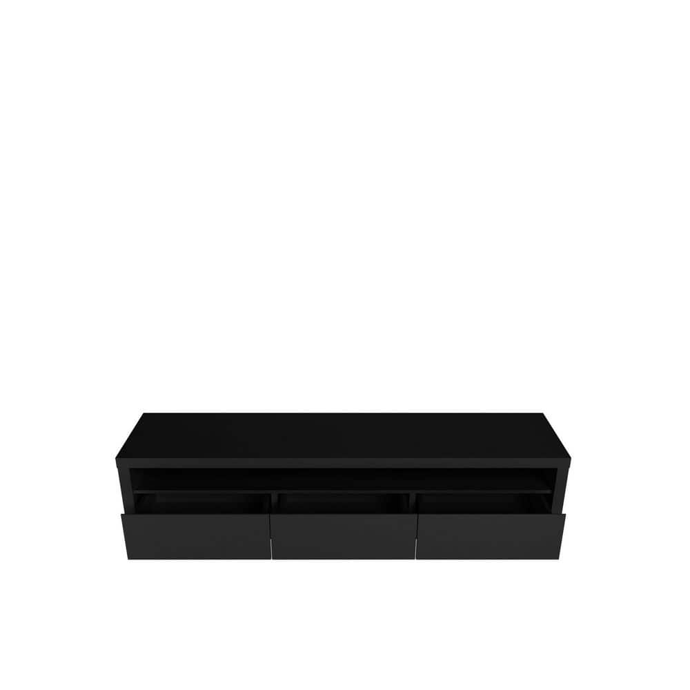 Black MDF Rectangular TV Stand with Cabinet
