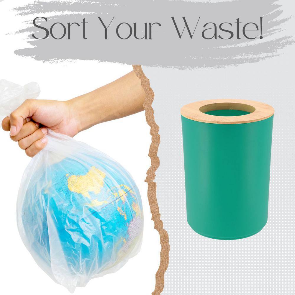 Green Caribbean Bamboo Top Compact Waste Basket