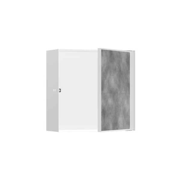 Hansgrohe XtraStoris Rock 15 in. W x 15 in. H x 6 in. D Stainless Steel Shower Niche with Tileable Door in Matte White