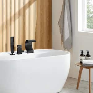 Single-Handle Tub-Mount Roman Tub Faucet with Hand Shower in Matte Black