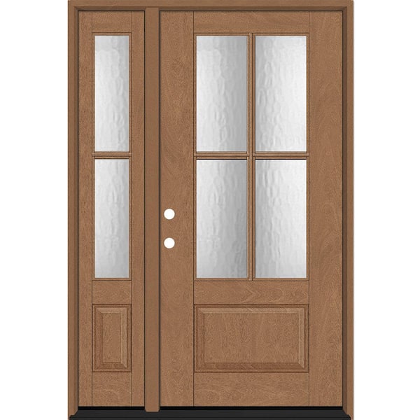 Steves & Sons Regency 51 in. x 80 in. 3/4Lite 4SDL Oasis Deco Glass RHIS Prefinish AutumnWht Fiberglass Prehung Front Door 1 12 in. SL