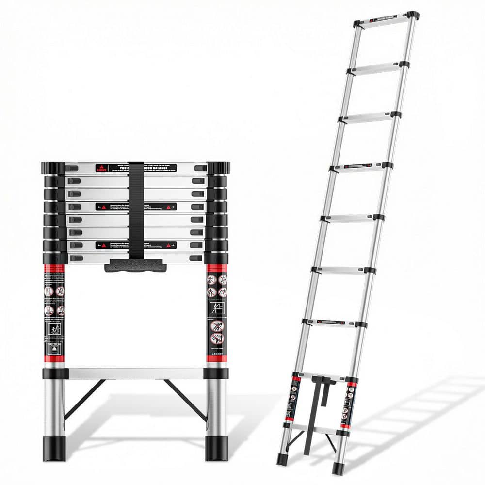 8.5 ft. Portable Steel Extension Ladder with One-Button Retraction and Non-Marring Feet, 330 lbs. Load Capacity price history on PriceWatchPro
