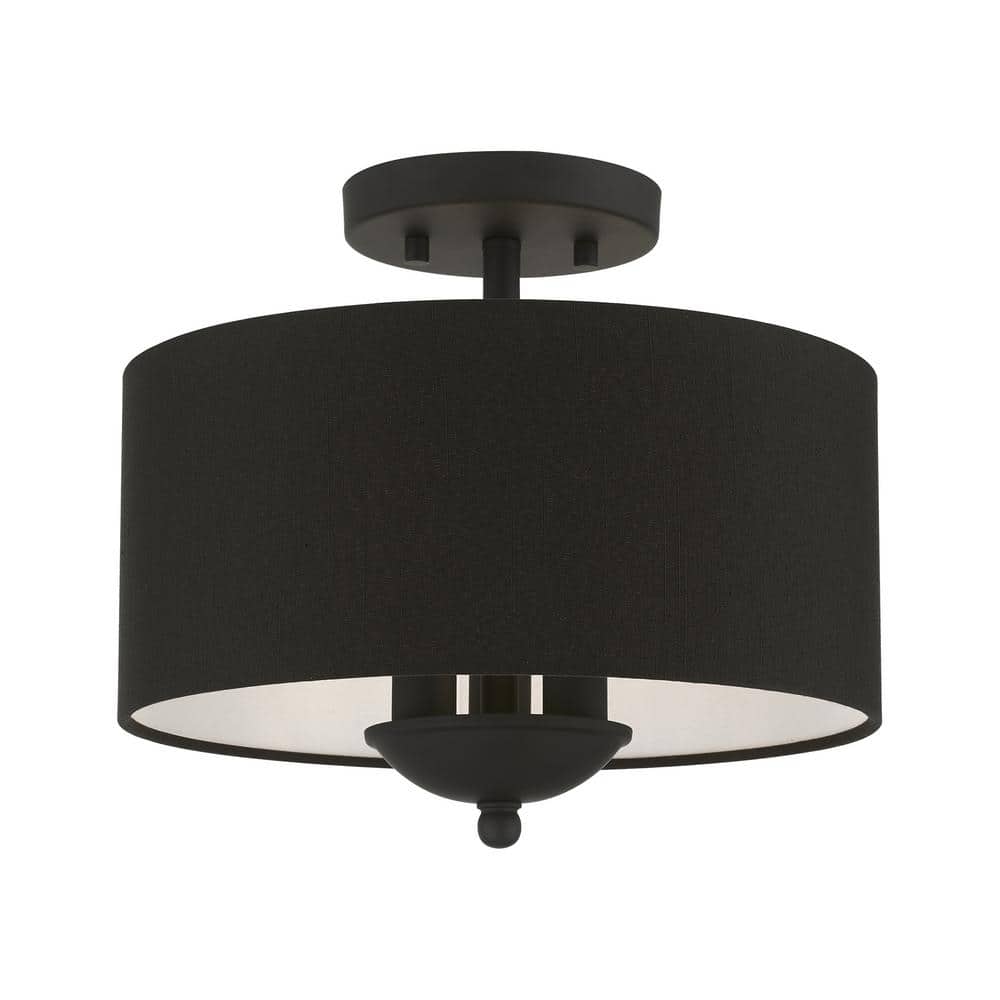 Bainbridge Black 3-Light Transitional Semi-Flush Drum Light