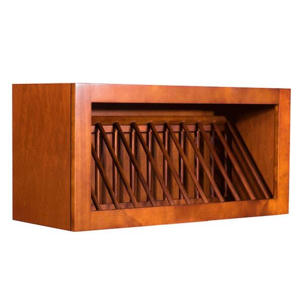 LIFEART CABINETRY Cambridge Assembled 30x15x12 in. Wall Dish Holder Cabinet in Chestnut