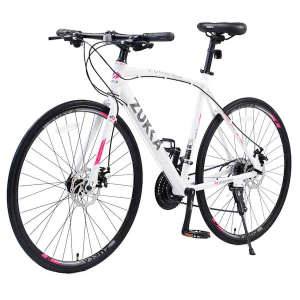 Sudzendf 28 in. White Hybrid Bike Disc Brake 700C Road Bike For Men Women's City Bicycle