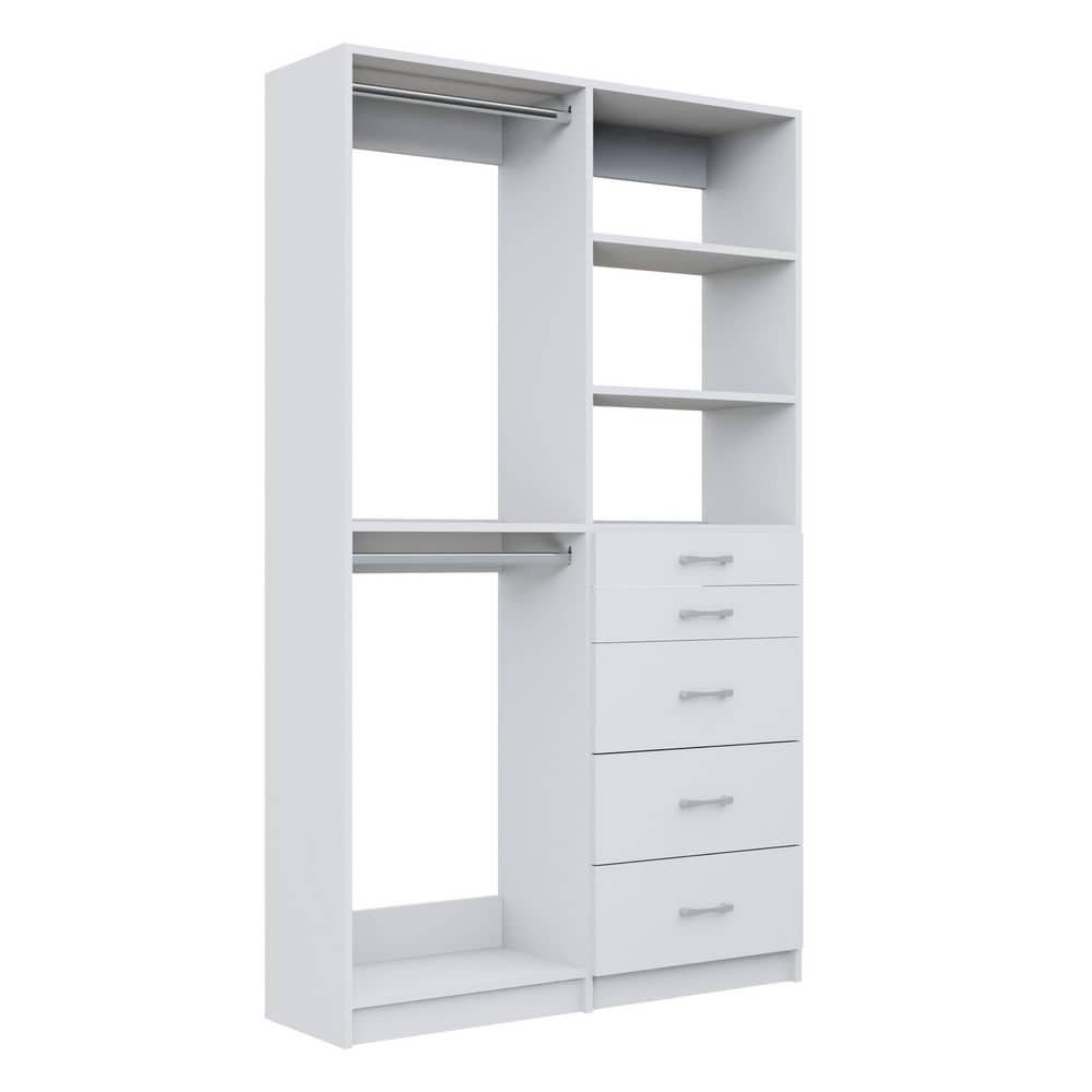 Alto 54.75 in. W White Double Hang and 5-Drawer Tower 10-Shelf Wood Closet System price history on PriceWatchPro