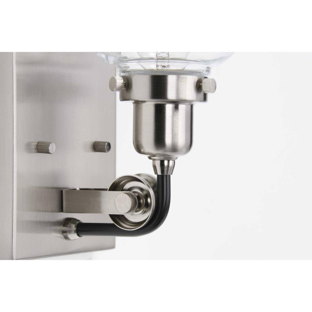 Rushton Brushed Nickel Wall Sconce with Clear Glass Shade