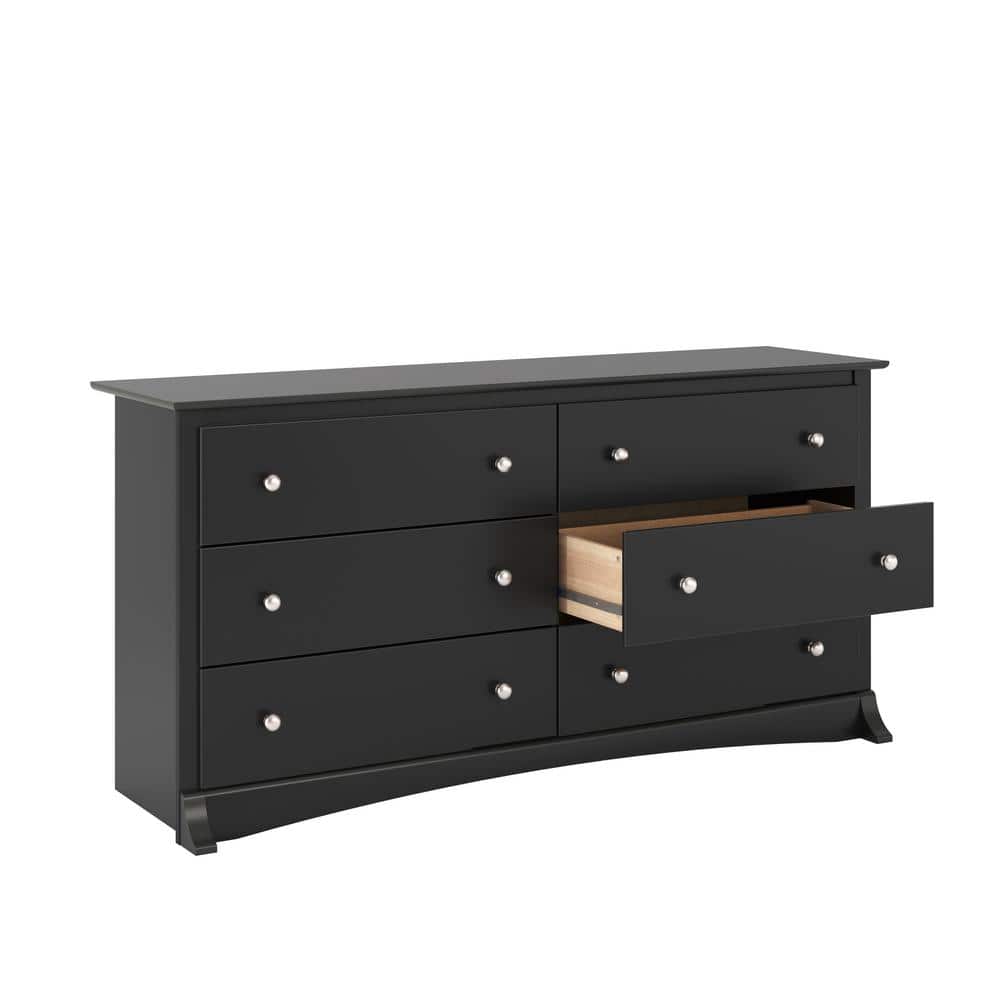 Black Double 6-Drawer Modern Bedroom Dresser